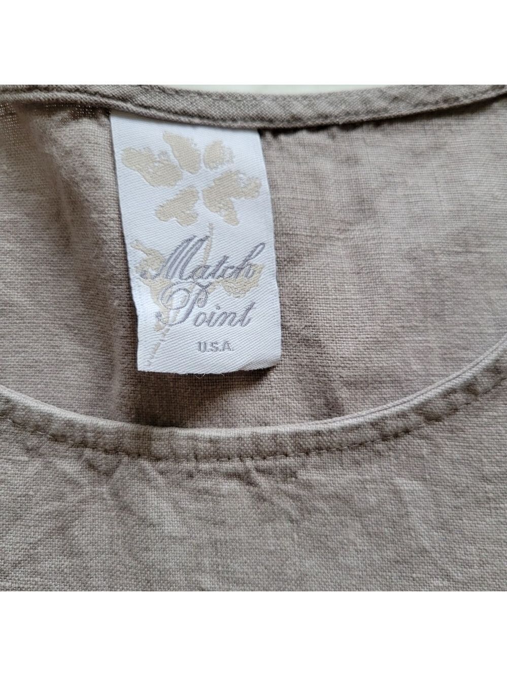 Match Point Round Neck Linen Scoop Neck Top Tee - Picture 5 of 8